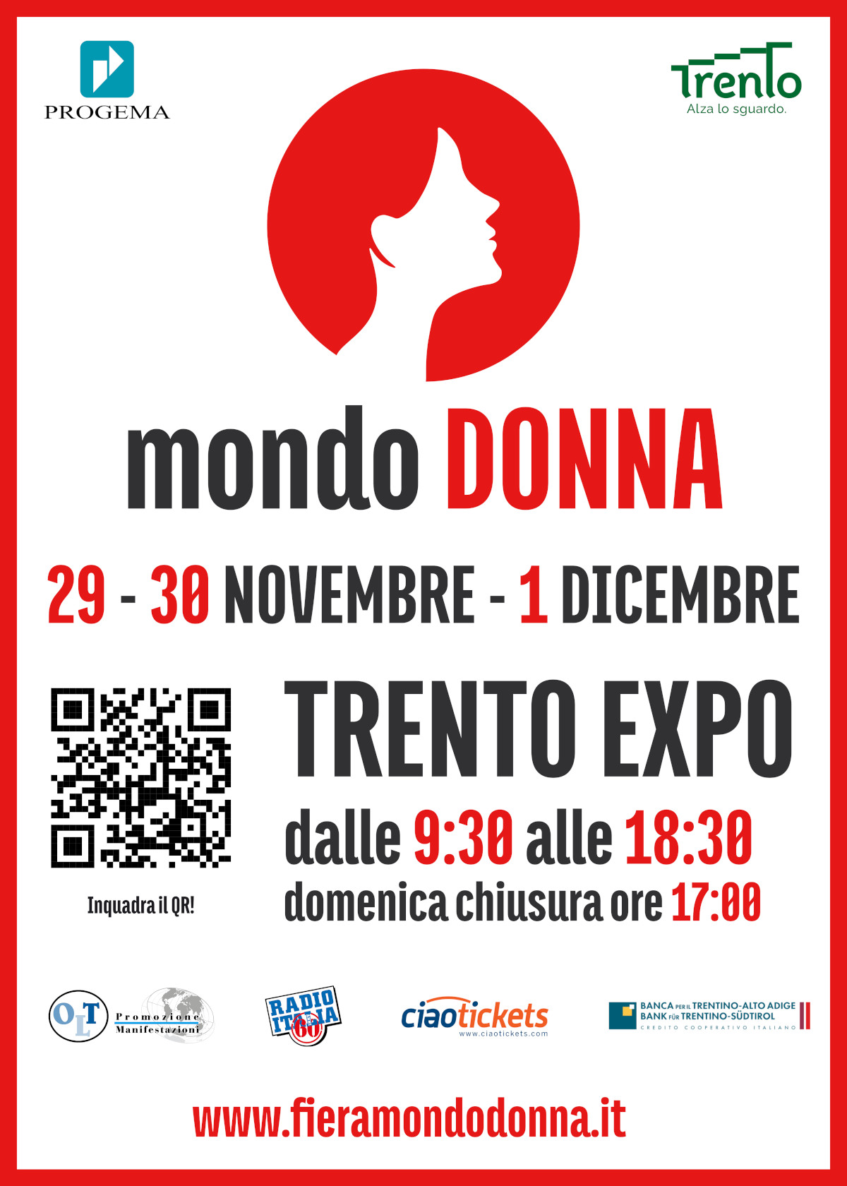 MONDO DONNA: A TRENTO IL 29-30 NOVEMBRE E 1 DICEMBRE 2024